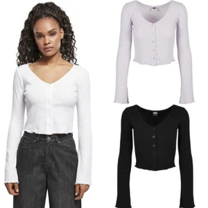 Urban Classics Ladies Cropped Rib Cardigan Top Shirt Oberbekleidung Langarm  - Picture 1 of 19