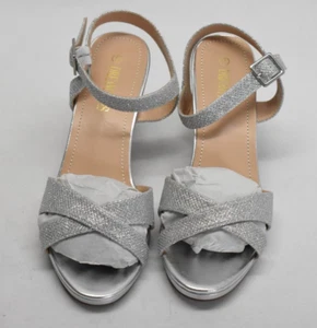 Dream Pairs Women ICE-1 Chunky Block Platform Heel Sandals Silver Glitter Size 9 - Picture 1 of 8