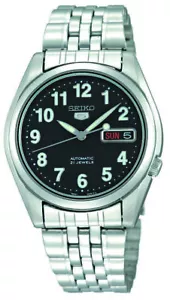 Reloj pulsera Seiko 5 automático esfera negra plata acero inoxidable para hombre SNK381K1 - Imagen 1 de 8