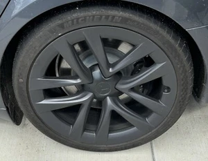 4 OEM 2021 21” TESLA MODEL S PLAID ORIGINAL ARACHNID WHEELS TIRES MICHELIN TPMS - Picture 1 of 5