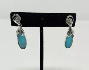 American West Carolyn Pollack Blue Lace Agate Sterling Silver Earrings Relios - Picture 1 of 8