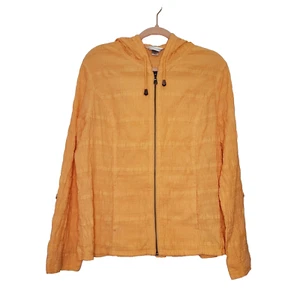 Christopher & Banks Lightweight Hoodie Womens XL Orange Ruched Zip Up Tab Sleeve - Picture 1 of 6
