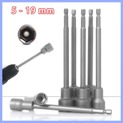 150mm Socket Magnetic Nut Driver Set Drill Bit Adapter 1/4" Hex Shank Ø 5-19 mm - Image 1 of 4