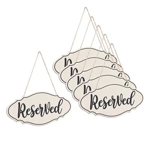12 Inch 6 Pack Hanging Reserved Signs Wooden Signs For Wedding Reserved Seating - Picture 1 of 3