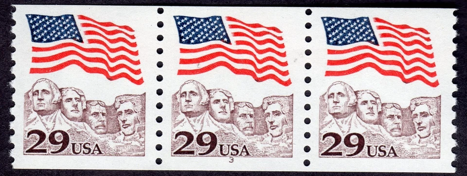 Scott #2523 Flag Over Mount Rushmore Plate # Coil of 3 Stamps (PNC3) - MNH P#3 - Image 1 of 1