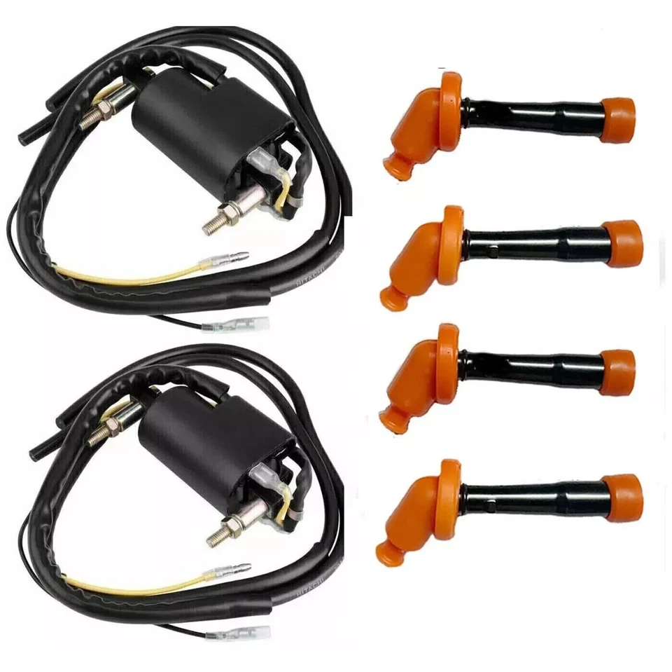 2x Ignition Coils + Spark Plug Cap For Yamaha FJ1200 .FJ1200A ABS 1990-1992 - Image 1 of 4