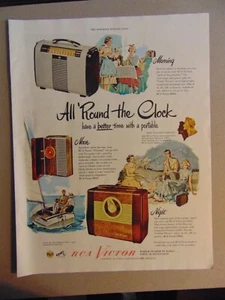 1949 RCA VICTOR PORTABLE RADIOS Vintage Print Ad - Bild 1 von 1