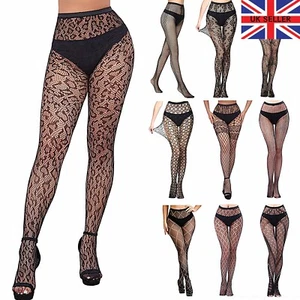 NEW Women's Black Fishnet Lace Patterned Tights Ladies Fashion Hosiery UK 6-16 - Picture 1 of 37