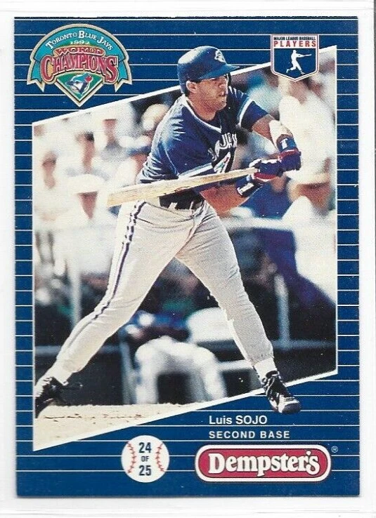 Luis Sojo Toronto Blue Jays World Champions 1993 Dempster's MLB Baseball #24 - Image 1 of 1