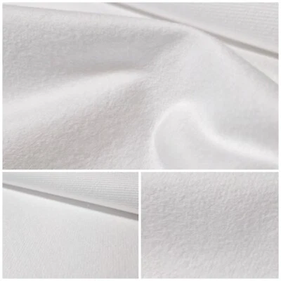 MARKENLOS Deko Molton Weiss 260 cm Breit 100% Baumwolle Stoff Einseitig geraut Blickdicht