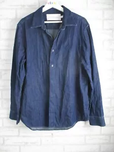 Calvin Klein Jeans mens shirt dark denim indigo blue M button front - Picture 1 of 8