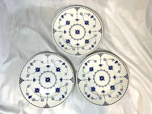 FURNIVALS Denmark Blau 3er Set Blumen Speiseteller. Ripprand. Bootsmarkierung. - Bild 1 von 7