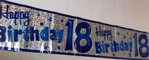 Bandera de cumpleaños número 18 Jumbo Happy - azul y plateada - Imagen 1 de 1