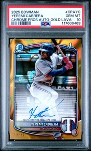 Bowman Yeremi Cabrera 2025 1st Chrome Prospects refractor de lava dorado automático/50 - Imagen 1 de 2
