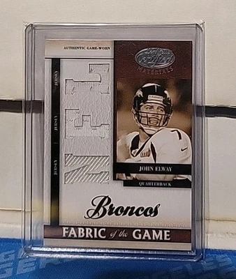 Tela del juego John Elway 2008 con certificación Leaf usada en el juego/50 Broncos Salón de la fama Foto 1 de 2