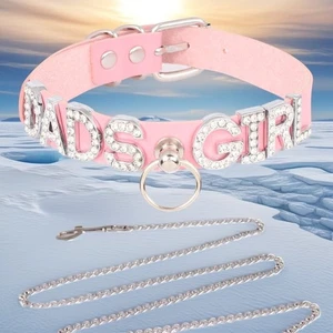 Choker Custom Necklace Chain Metal Leash Letter Collar LUST BDSM Gift O Ring - Picture 1 of 19