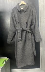 Vintage 90s Y2K Giorgio Armani Wool Herringbone Super Oversized Overcoat 52L - Picture 1 of 10