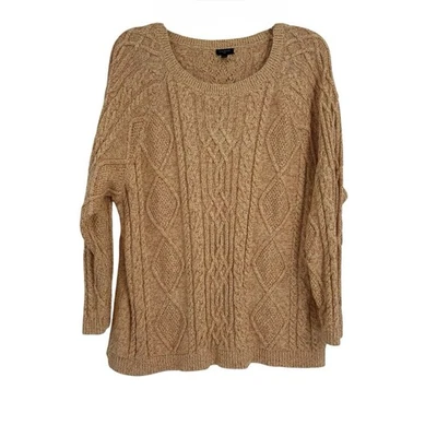 Talbots Women Size 3X Sweater Marled Red Yellow Pullover Long Sleeve Cable Knit - Image 1 of 4