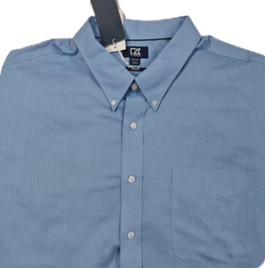 Cutter & Buck Easy Care Blue Button-Down Dress Shirt 3XB Cotton Blend - Picture 1 of 5