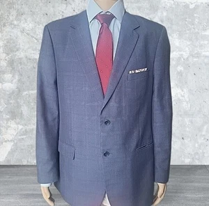 Alan Flusser Blazer Mens 44R Blue Tattersall Sport Coat Classic Paisley Lining - Picture 1 of 20