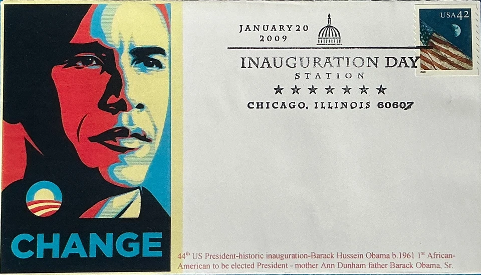 GG (Gary Gozemba) Cachet Inauguration Day 2009 Barrack Obama Change Chicago IL - Image 1 of 1