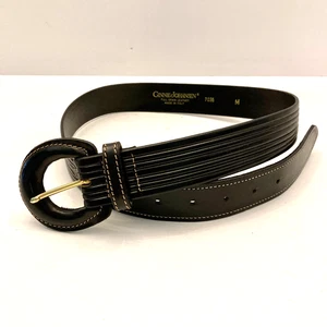 Cintura Ginnie Johansen nera pelle pieno fiore taglia M Made in Italy larghezza 1,25" 7036 - Foto 1 di 8