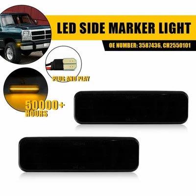Luces de señalización laterales LED delanteras de humo para Dodge D150 D250 D350 W150 W250 Ramcharger Foto 1 de 4