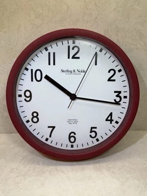 Sterling & Noble Number 9 Round Wall Clock Red 8.5” Diameter Tested and Works - Image 1 of 4
