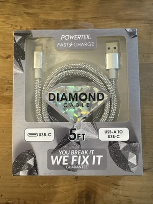 Liquipel Powertek Type-C Fast Charger Cable, 6ft USB-C Rhinestone Bling - Image 1 of 2