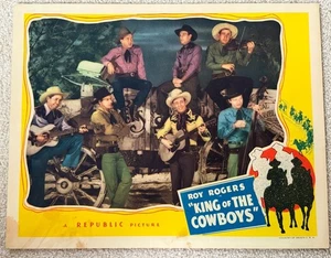 CARTOLINA D'EPOCA ORIGINALE 1943 Roy Rogers "RE DEI COWBOY" film LOBBY CARD - Foto 1 di 2