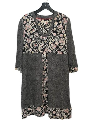 Boden Mollie Patchwork Dress Black Polka Dot Paisley Shift Dress Womens US  10L - Image 1 of 4