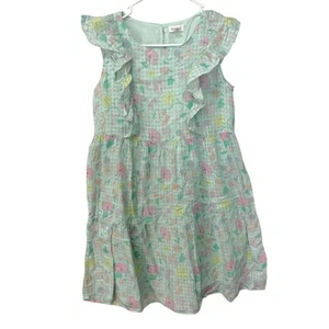 Cat & Jack Girls XL 14/16 Teal Floral Ruffled Dress Sleeveless Lined Cotton - Picture 1 of 10
