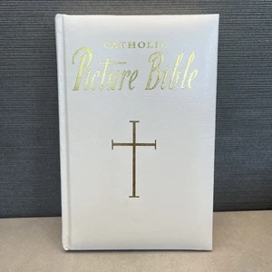 Katholische Bilderbibel Hardcover Weißgold Kreuz Vintage Bildband - Bild 1 von 20