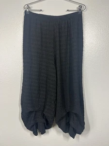 Inoah Parachute Black Textured Soft Boho Hippie Hareem Beach Cross Pant Large - Picture 1 of 6