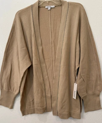 Cárdigan abierto manga Dolman Chico's talla 4/XXL tostado con cuentas plateadas nuevo con etiquetas Foto 1 de 4