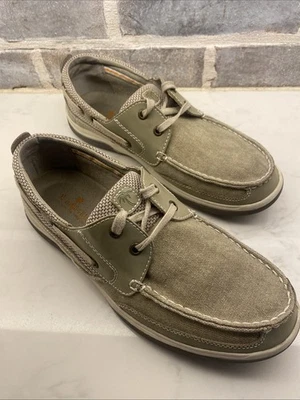 Zapatos de barco Margaritaville Harpoon con cordones para hombre talla 11 malla de lona tostada  Foto 1 de 4