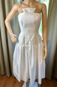 Vintage Carolina Herrera White Cocktail Wedding Dress - Size 4 - Picture 1 of 18
