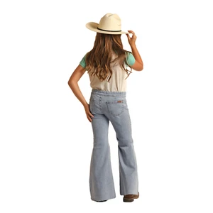 Rock & Roll Denim® Girls Light Wash Bell Bottom Jeans RRGD7PR0SE-204 - Picture 1 of 30