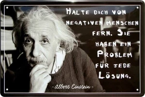 ''Stai lontano da persone negative (Einstein)'' targa di latta 20 x 30 cm - Foto 1 di 4