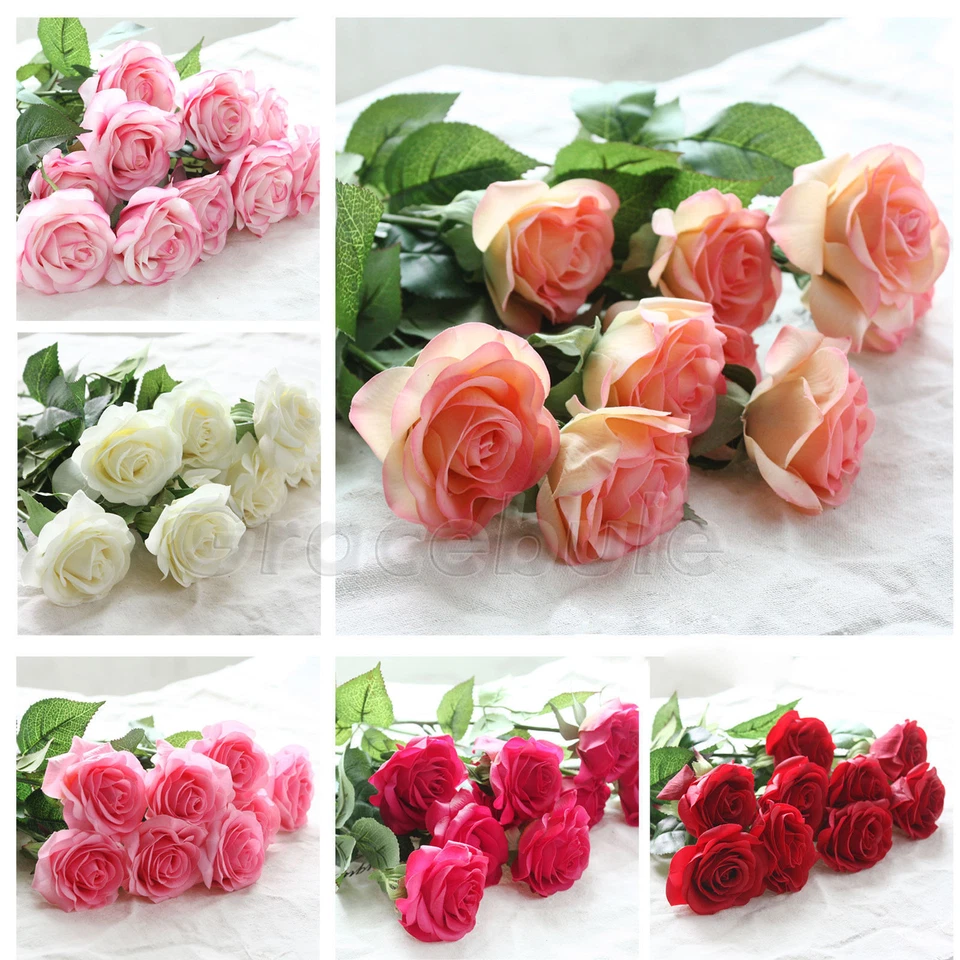 20 Head Real Latex Touch Rose Artifical Flowers Wedding Party Home Bouquet Decor - Image 1 of 4