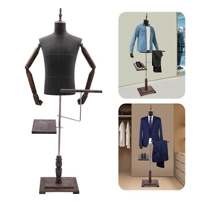 Antiguo torso maniquí con forma de vestido negro fijable para mujer con brazos flexibles Foto 1 de 4