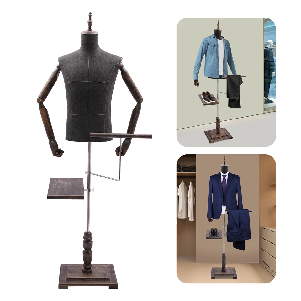 Torso maniquí con forma de vestido negro fijable para mujer adulta con brazos flexibles Foto 1 de 4