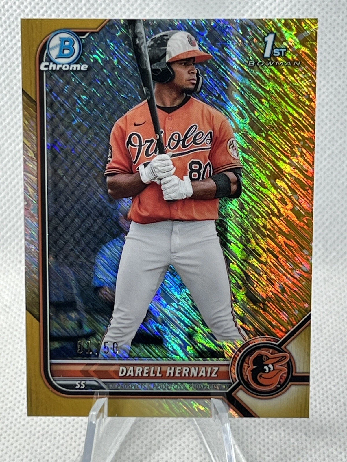 Darell Hernaiz - 2022 Bowman Chrome #BCP-27 Gold Shimmer /50 1st Bowman