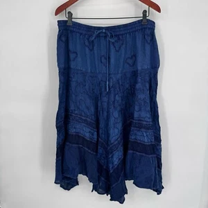 Coldwater Creek Embroidered Blue Skirt Midi Sz XLP Boho Soft Grunge Fairy - Picture 1 of 9
