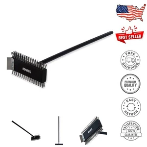 30.5" Stainless Steel Grill Brush & Scraper - Heavy-Duty Cleaning Tool in Black - Picture 1 of 11