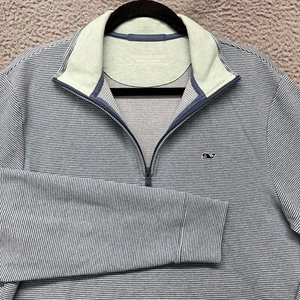 Vineyard Vines Pullover Mens S Blue Striped Mock Neck 1/4 Zip Preppy Nautical - Picture 1 of 9