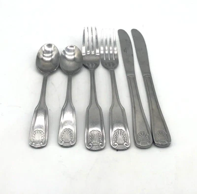 Update Stainless Shelley Shell Pattern Teaspoons Dinner Forks Dinner Knives - Image 1 of 4