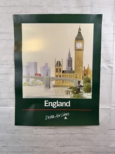 Delta Air Lines Original Vintage England Poster Rare - Picture 1 of 6