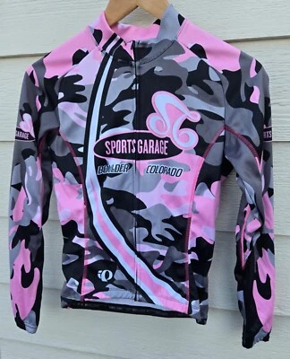 NUEVO SIN ETIQUETAS Para mujeres XS Pearl Izumi Bicicleta Rosa Camuflaje Cremallera Completa LS Jersey Boulder Foto 1 de 4