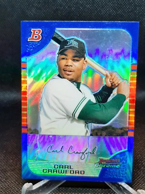 Carl Crawford | 2005 Bowman Chrome 108 Blue Refractor Tampa Bay Devil Ray's /150 - Image 1 of 4